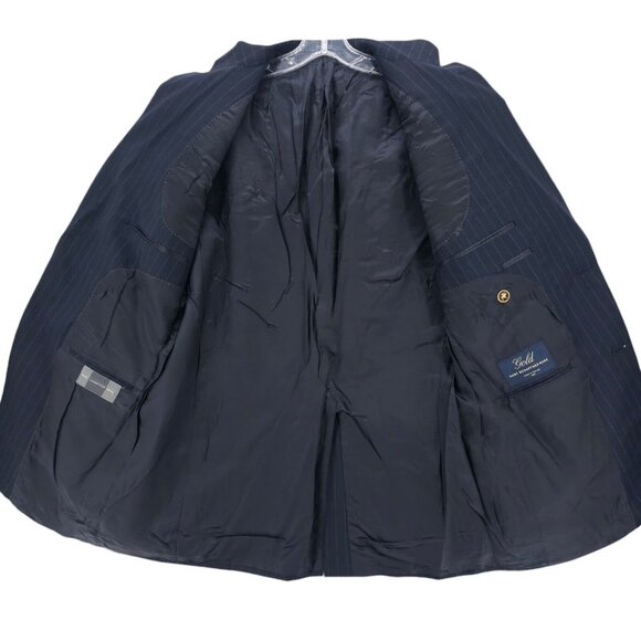 Hart Schaffner Marx "Gold" Navy Blue Pinstripe Blazer Suit Jacket Size 43 LONG - Picture 7 of 11